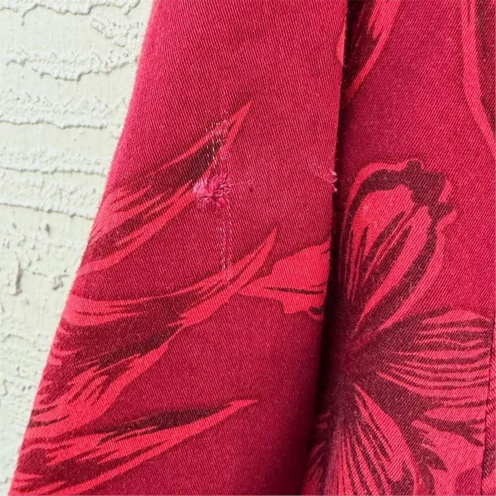 Chiliwear Florida State XL Red Floral Hawaiian Shirt Vintage Tropical Casual